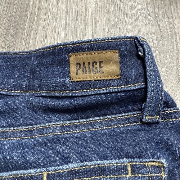 Paige Verdugo Ankle Jeans 26 Barton Distressed Raw Hem Skinny Mid Rise Blue USA - Picture 9 of 11